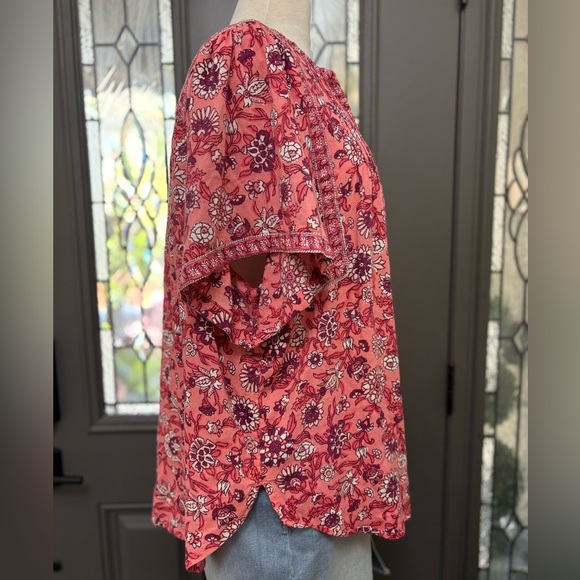 Old Navy Oversized Floral-Print Split-Neck Blouse | Size XL - Picture 4 of 6